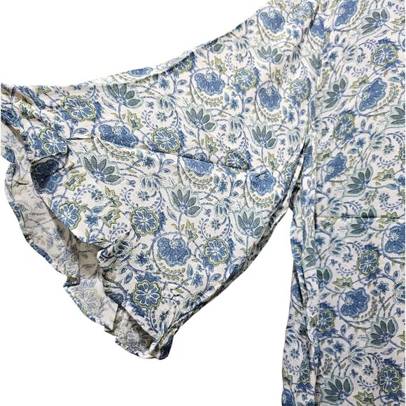 Cynthia Rowley Women's Blue & White Floral Print Blouse Size IX - Picture 4 of 9